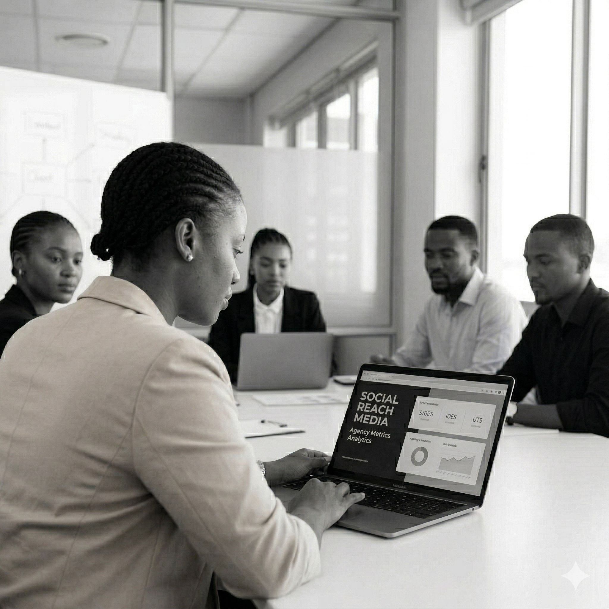 Featured: Sophisticated Black female entrepreneur in a minimalist office